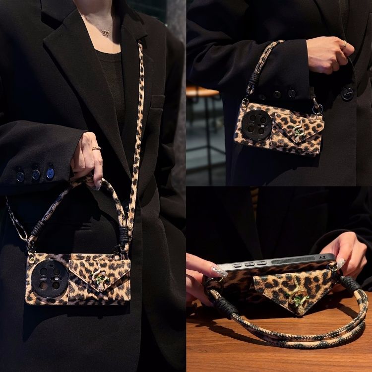 Apple 16 pro phone case leopard print card holder crossbody 17 pro max premium handbag new arrival