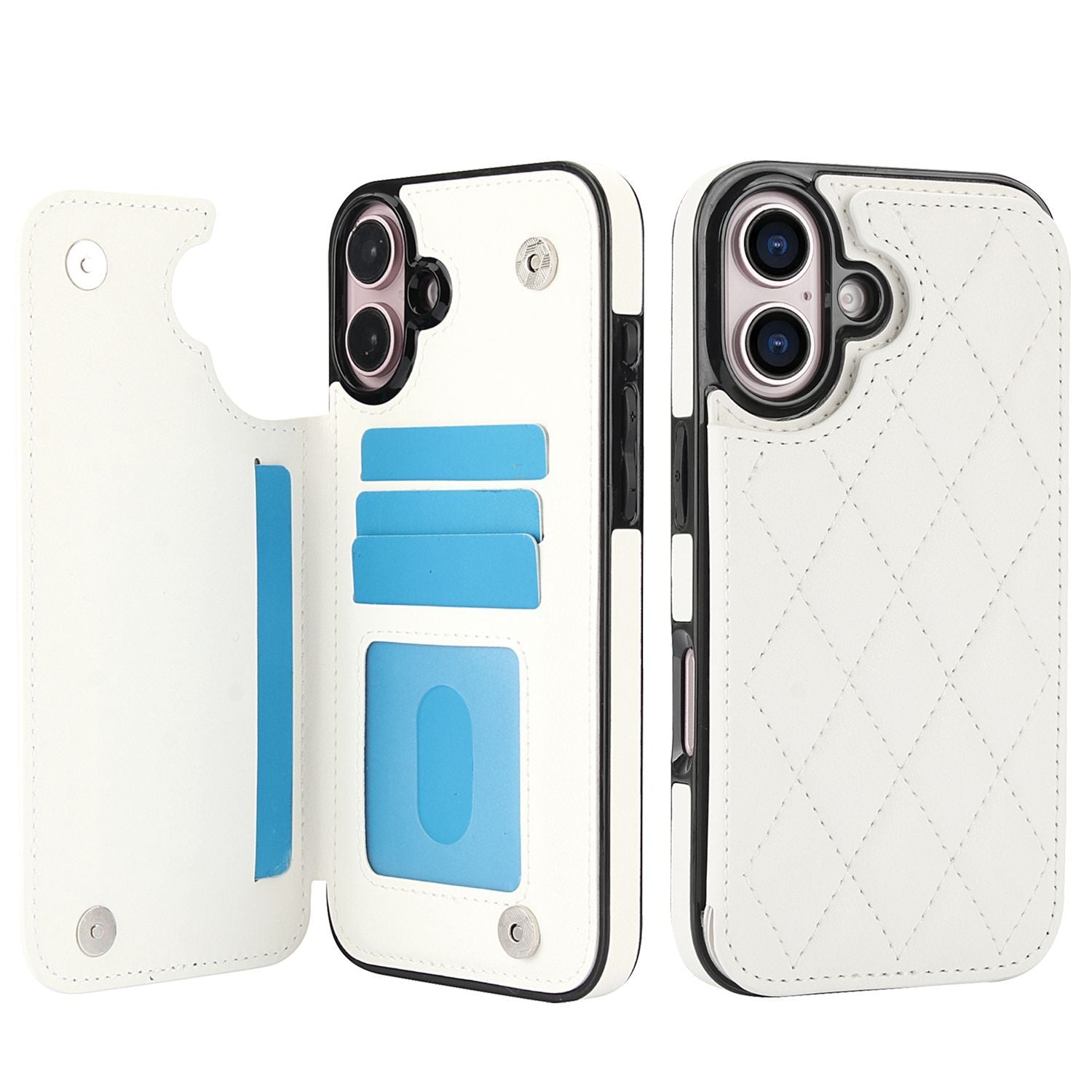 Chanel-style Card Holder Compatible with Apple 17 Pro Max/16 Plus Phone Cases, Iphone 15/14 Shockproof Protective Covers