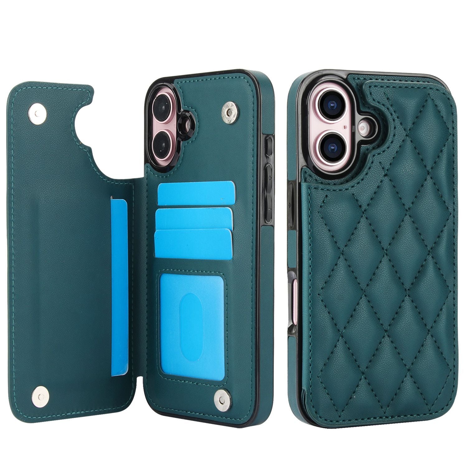 Chanel-style Card Holder Compatible with Apple 17 Pro Max/16 Plus Phone Cases, Iphone 15/14 Shockproof Protective Covers