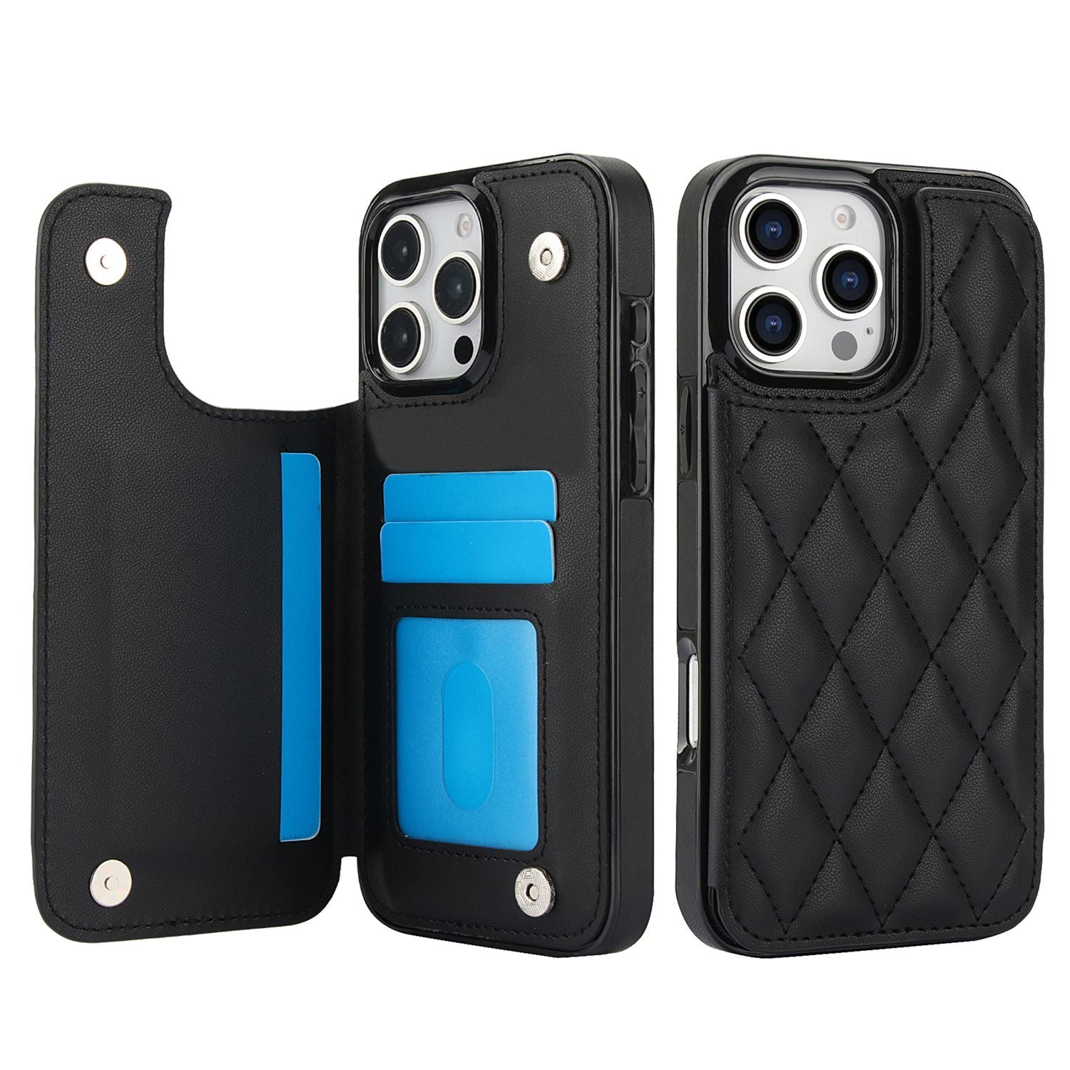 Chanel-style Card Holder Compatible with Apple 17 Pro Max/16 Plus Phone Cases, Iphone 15/14 Shockproof Protective Covers