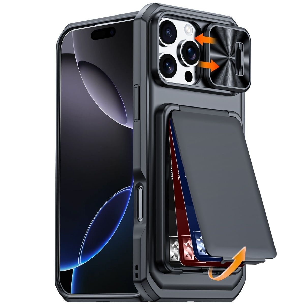 Suitable for apple 17promax mobile phone case all-inclusive anti-fall 16promax/15promax card holder protective cover