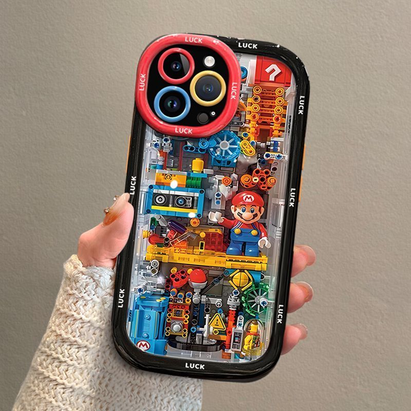 Apple mobile phone case building block mario 16 new iphone15pro puff 14/13/12/x/xr/7 all inclusive