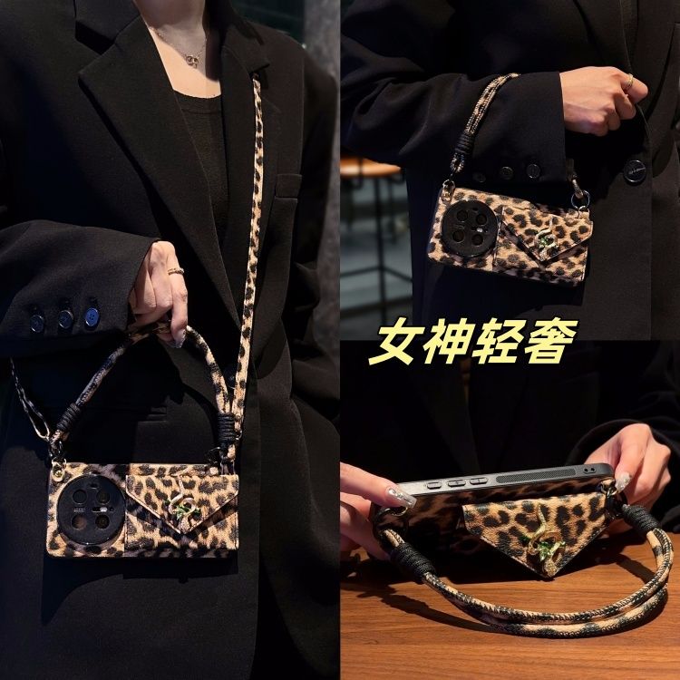 Apple 16 pro phone case leopard print card holder crossbody 17 pro max premium handbag new arrival