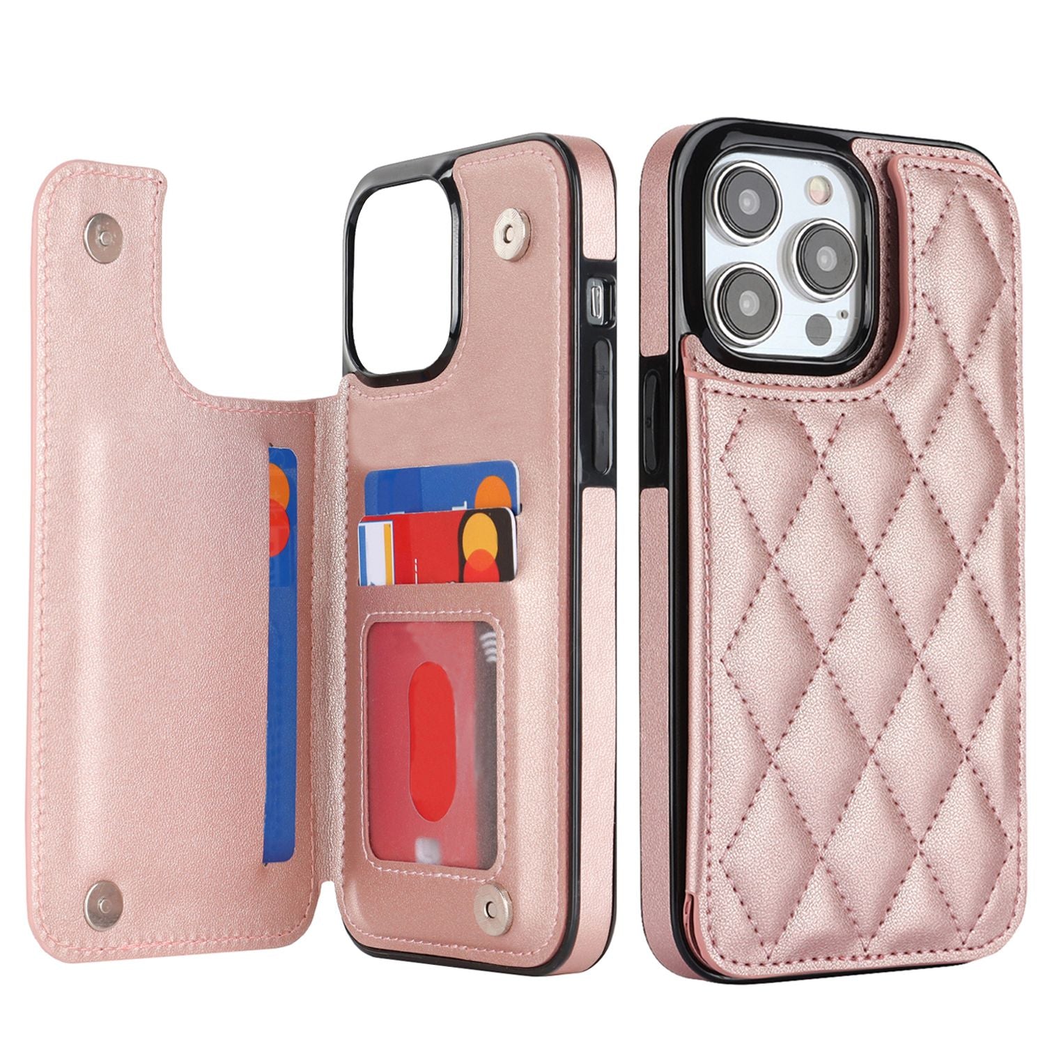 Chanel-style Card Holder Compatible with Apple 17 Pro Max/16 Plus Phone Cases, Iphone 15/14 Shockproof Protective Covers