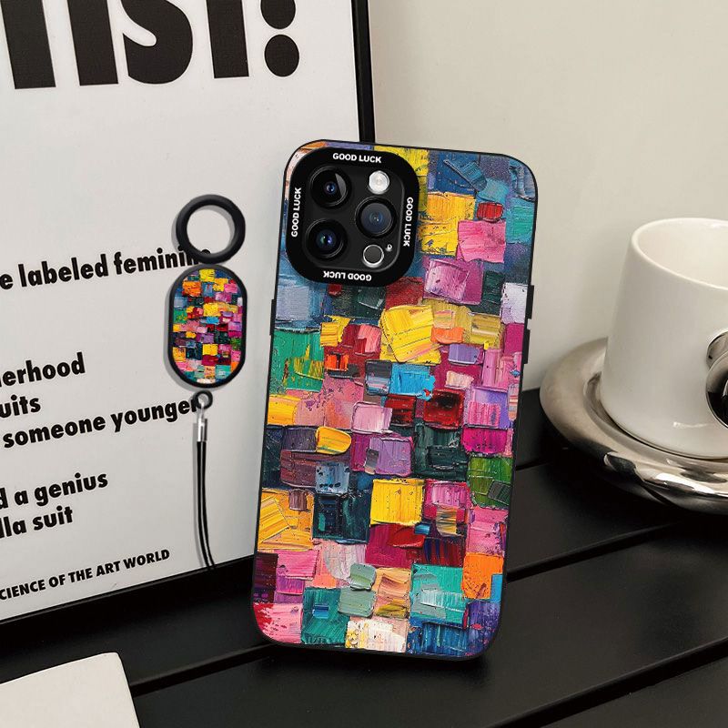 Colorful Oil Painting Suitable for Apple 17 Mobile Phone Case 16 All-inclusive 15 Anti-fall 14/13pro Angel Eye Xr Silicone Xs Soft