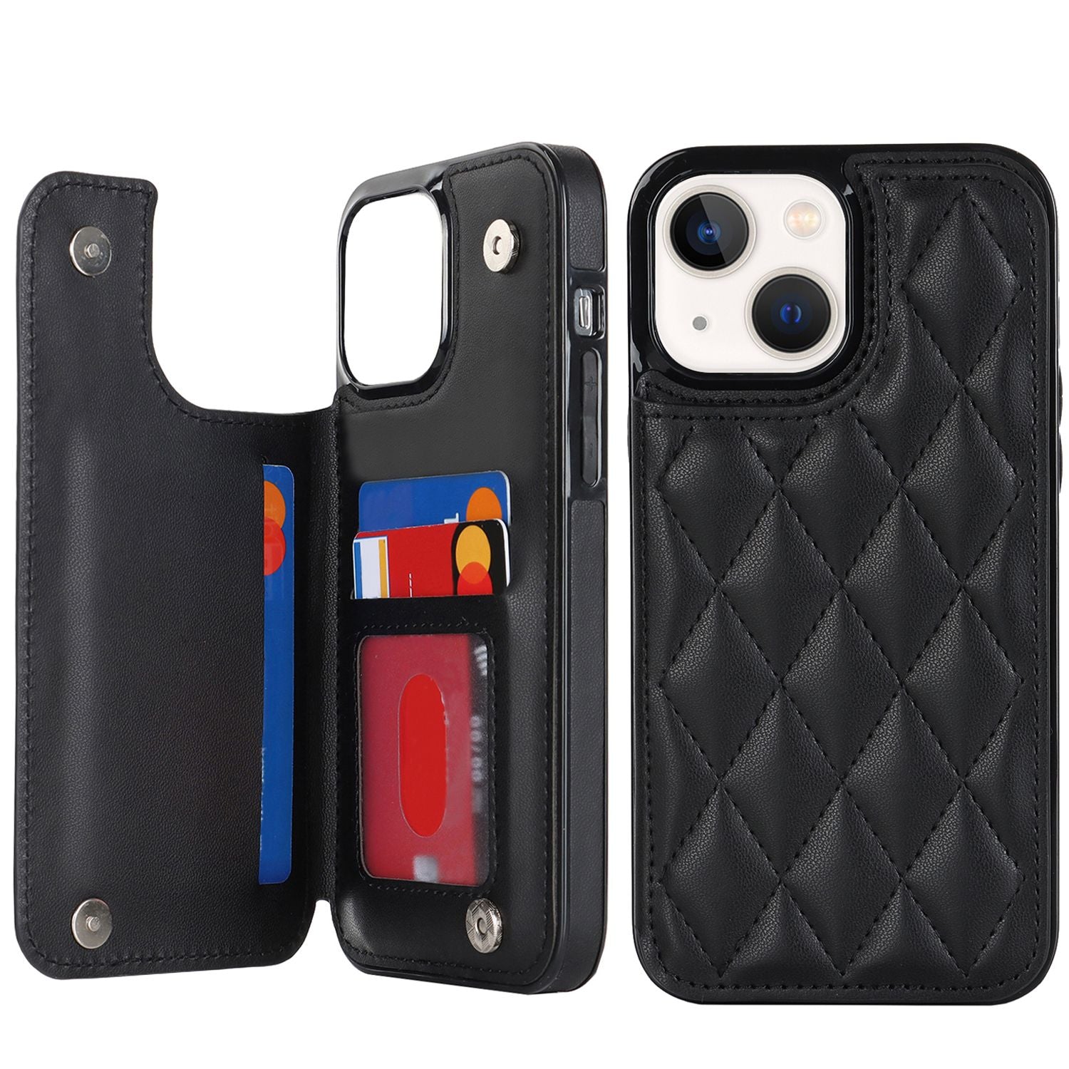 Chanel-style Card Holder Compatible with Apple 17 Pro Max/16 Plus Phone Cases, Iphone 15/14 Shockproof Protective Covers