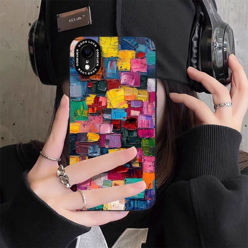 Colorful Oil Painting Suitable for Apple 17 Mobile Phone Case 16 All-inclusive 15 Anti-fall 14/13pro Angel Eye Xr Silicone Xs Soft