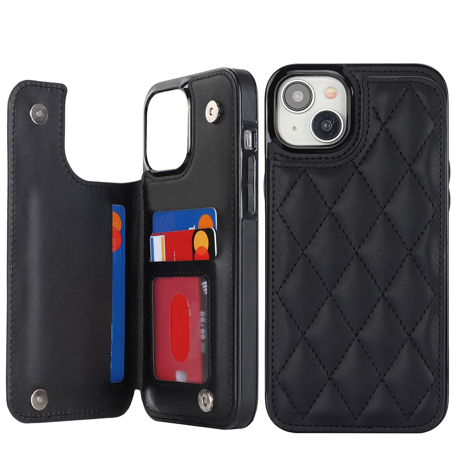 Chanel-style Card Holder Compatible with Apple 17 Pro Max/16 Plus Phone Cases, Iphone 15/14 Shockproof Protective Covers