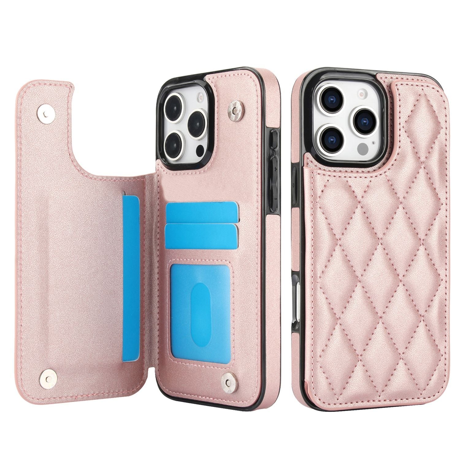 Chanel-style Card Holder Compatible with Apple 17 Pro Max/16 Plus Phone Cases, Iphone 15/14 Shockproof Protective Covers