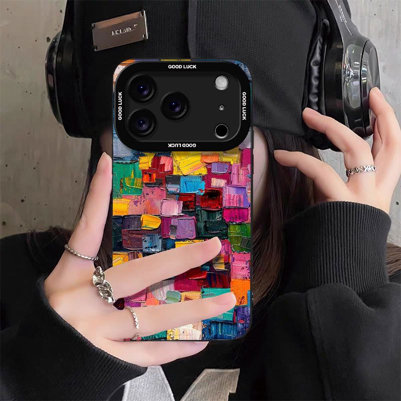Colorful Oil Painting Suitable for Apple 17 Mobile Phone Case 16 All-inclusive 15 Anti-fall 14/13pro Angel Eye Xr Silicone Xs Soft