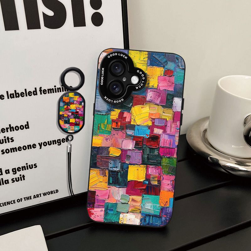 Colorful Oil Painting Suitable for Apple 17 Mobile Phone Case 16 All-inclusive 15 Anti-fall 14/13pro Angel Eye Xr Silicone Xs Soft