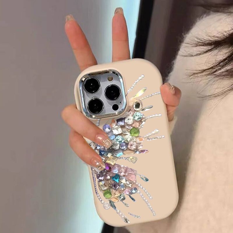 Drop-proof oval diamond butterfly case for apple iphone 16, iphone 15 pro max full coverage, iphone 14 silicone, iphone 13