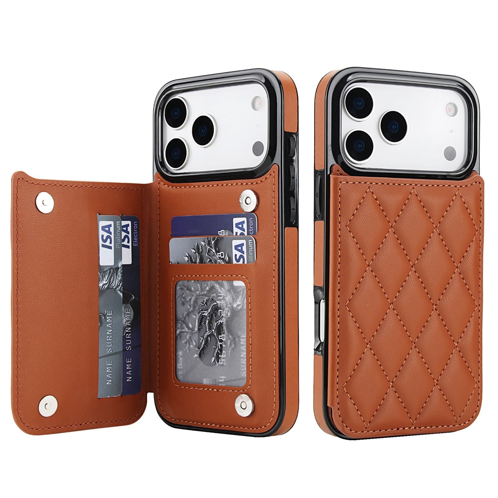 Chanel-style Card Holder Compatible with Apple 17 Pro Max/16 Plus Phone Cases, Iphone 15/14 Shockproof Protective Covers
