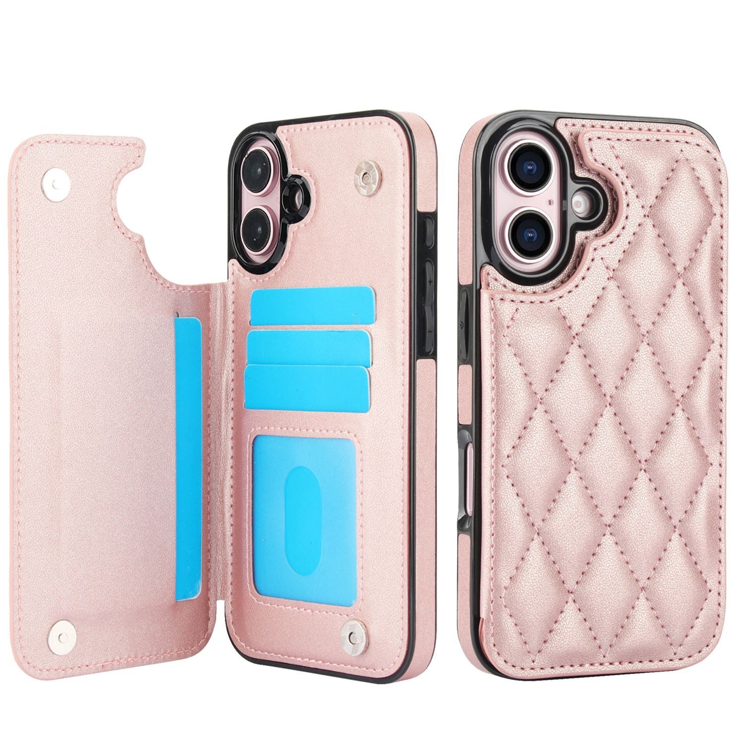 Chanel-style Card Holder Compatible with Apple 17 Pro Max/16 Plus Phone Cases, Iphone 15/14 Shockproof Protective Covers