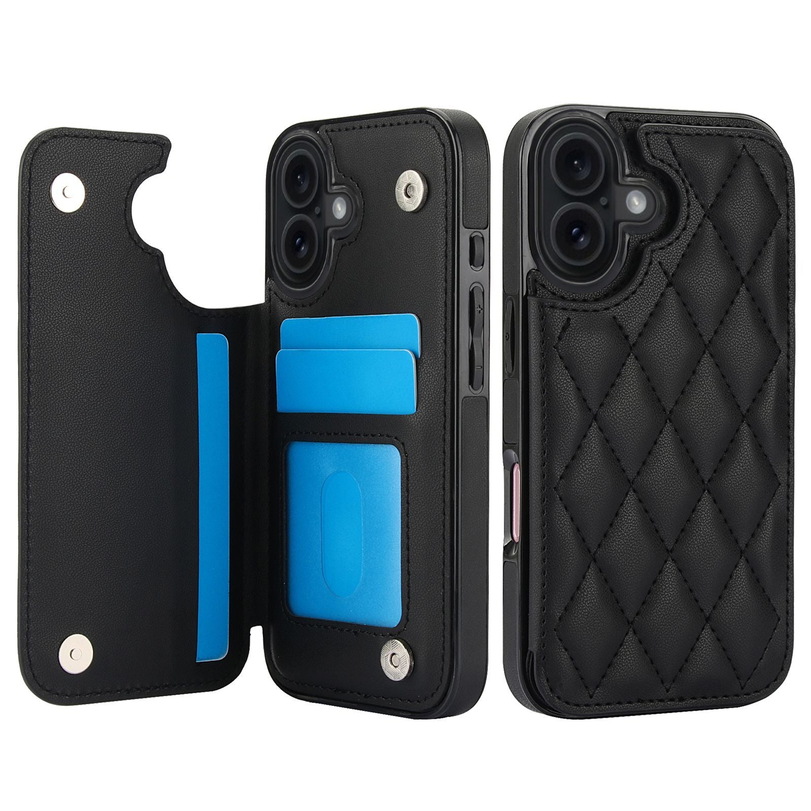 Chanel-style Card Holder Compatible with Apple 17 Pro Max/16 Plus Phone Cases, Iphone 15/14 Shockproof Protective Covers